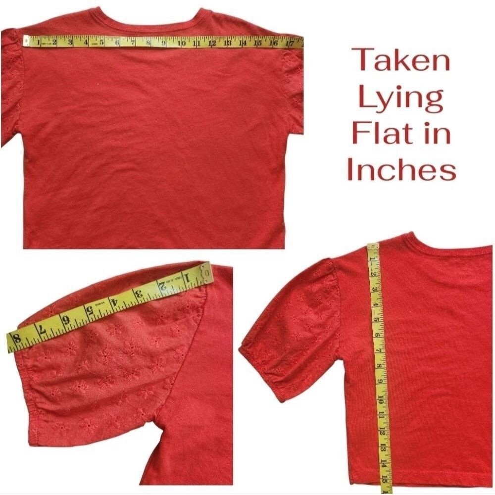 Carter's Kids Girls Orange Eyelet Puff Short Sleeve Crop Top Soft Cotton Size 12 - Picture 8 of 12